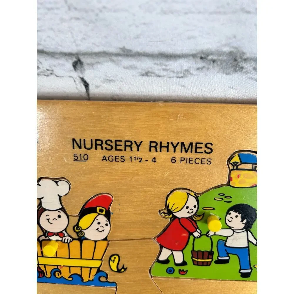 FISHER PRICE Vintage Nursery Rhymes Wooden Peg Puzzle